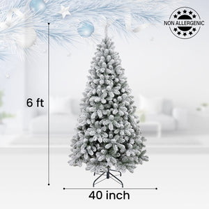6FT Premium Snow Filled Grand Fir Full Artificial Christmas Tree 1000 Branch Tips