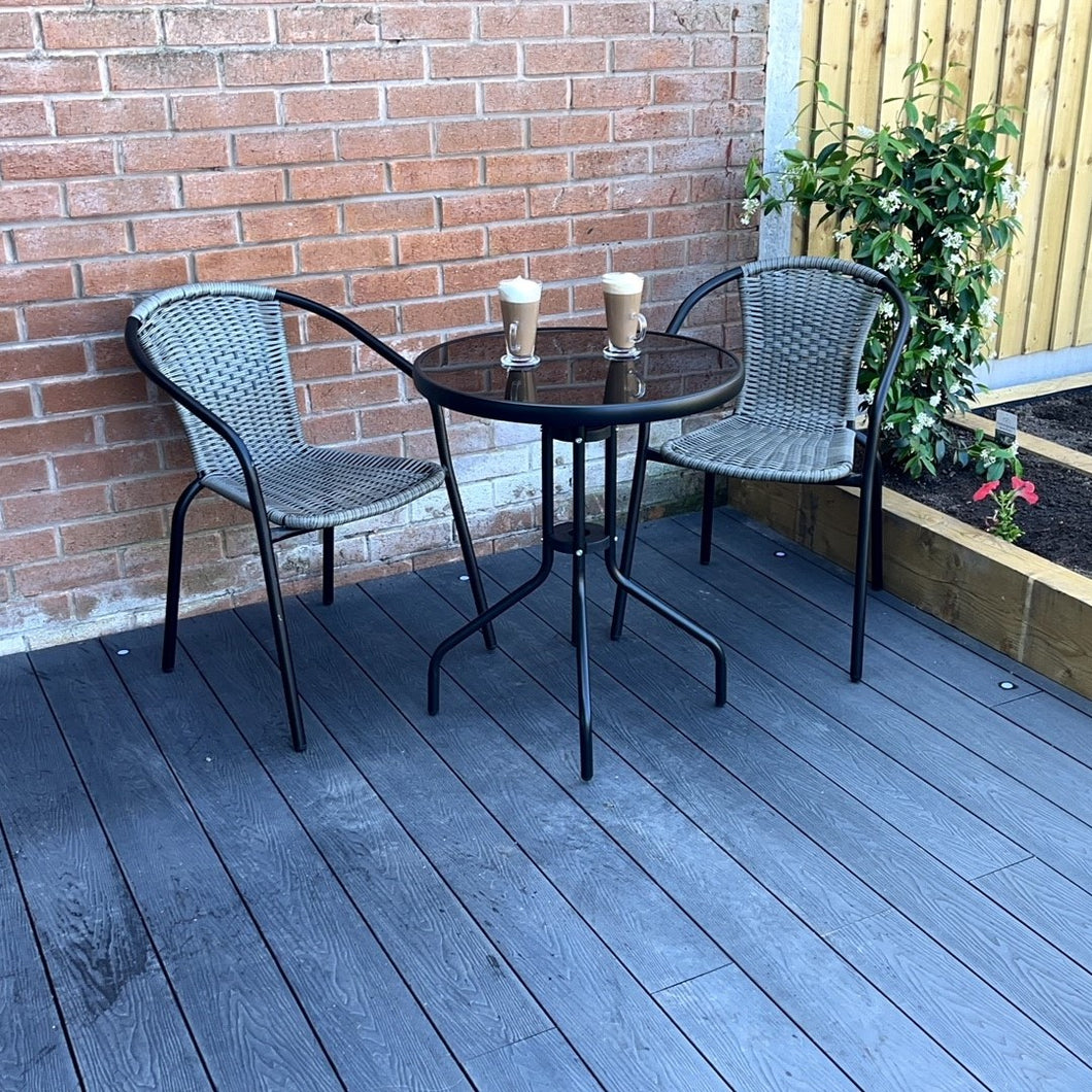 The Bolero 2 Seat Modern Rattan Bistro Set - Grey