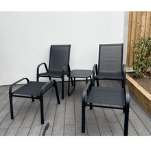 Load image into Gallery viewer, Brooke 5 piece black bistro set with foot stools
