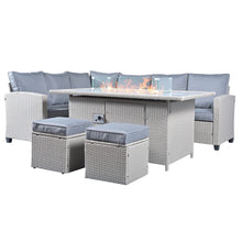 Load image into Gallery viewer, The Conwy 8 Seat Corner Gas Firepit Rattan Dining Set
