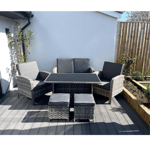 Dorchester 6-Piece Rattan Wicker Relaxed Garden Dining Set