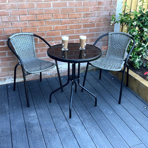 The Bolero 2 Seat Modern Rattan Bistro Set - Grey