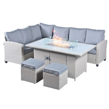 Load image into Gallery viewer, The Conwy 8 Seat Corner Gas Firepit Rattan Dining Set
