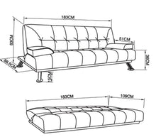 Load image into Gallery viewer, Jace Black Leather 3 Seat Sofa Bed Set
