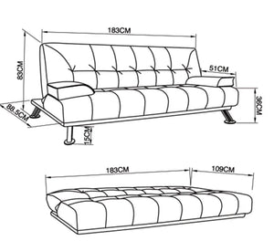 Jace Black Leather 3 Seat Sofa Bed Set