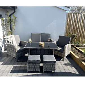 Dorchester 6-Piece Rattan Wicker Relaxed Garden Dining Set