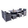 Milano 9 Piece Rattan Cube Dining Set - Grey