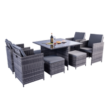 Load image into Gallery viewer, Milano 9 Piece Rattan Cube Dining Set - Grey

