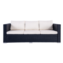 Load image into Gallery viewer, Mercia 4 Seat Black Rattan Set with white cushions
