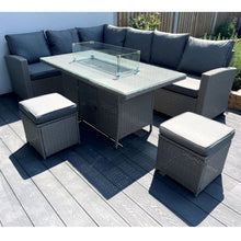 Load image into Gallery viewer, The Croft 8 Seat Corner Gas Firepit Rattan Dining Set
