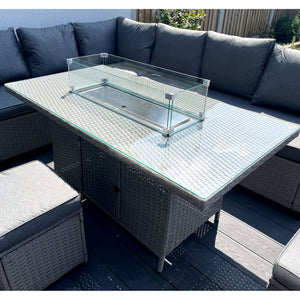 The Croft 8 Seat Corner Gas Firepit Rattan Dining Set
