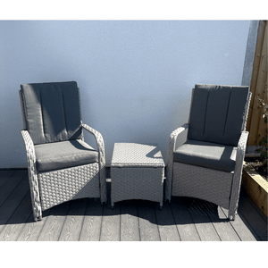 Leigh Wicker Rattan Natural Bistro Set with outdoor cushion