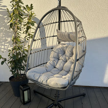 Load image into Gallery viewer, Azura Hanging Egg Chair - Swing Pod Egg Chair - Large with deep Grey Cushions
