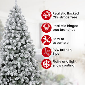 6FT Premium Snow Filled Grand Fir Full Artificial Christmas Tree 1000 Branch Tips