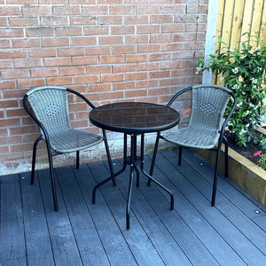 The Bolero 2 Seat Modern Rattan Bistro Set - Grey