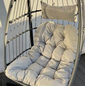 Azura Hanging Egg Chair - Swing Pod Egg Chair - Large with deep Grey Cushions