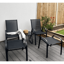 Load image into Gallery viewer, Brooke 5 piece black bistro set with foot stools
