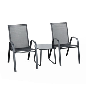 Brooke 5 piece black bistro set with foot stools