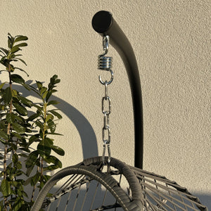 Azura Hanging Egg Chair - Swing Pod Egg Chair - Large with deep Grey Cushions