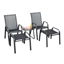 Load image into Gallery viewer, Brooke 5 piece black bistro set with foot stools
