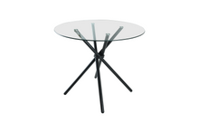 Load image into Gallery viewer, New York Circle Glass Dining Table with starburst black legs

