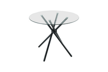 Load image into Gallery viewer, New York Circle Glass Dining Table with starburst black legs
