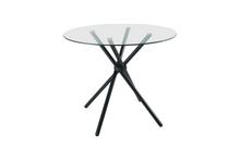 Load image into Gallery viewer, New York Circle Glass Dining Table with starburst black legs
