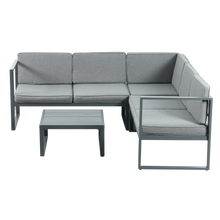 Load image into Gallery viewer, Chester Grey Modern Metal Garden Furniture 5 Seat Corner Sofa and Coffee Table Patio Set
