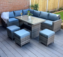 Load image into Gallery viewer, The Tarporley Grey 9 Seat Corner Rattan Dining Set
