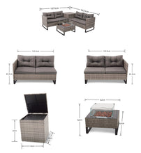 Load image into Gallery viewer, Palma Rattan Corner Fire Pit 4 Seater in Grey
