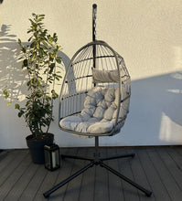 Load image into Gallery viewer, Azura Hanging Egg Chair - Swing Pod Egg Chair - Large with deep Grey Cushions
