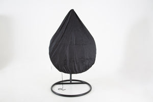 The Onyx Black Hanging Swing Pod Egg Chair - Large with deep Grey Cushions