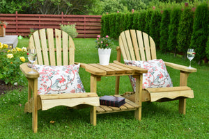 Double Wooden Adirondack Love Seat Bench