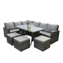 Load image into Gallery viewer, Sorrento 9 piece grey rattan corner sofa dining set
