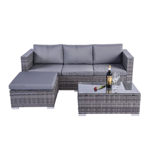 Dunham Grey 4 Seat Rattan Sofa Set with Coffee Table