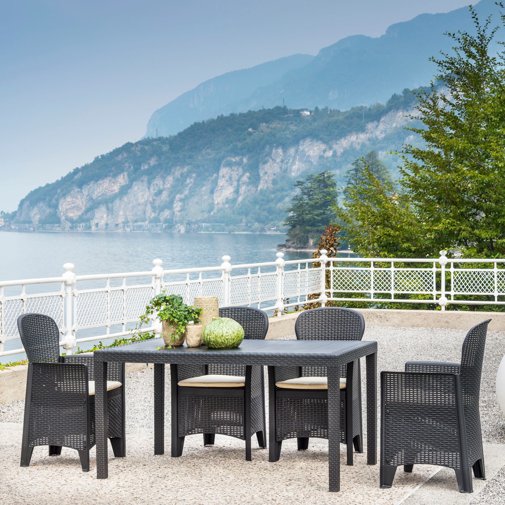 The Campania 4 Seat Rattan Dining set Outdoor Living