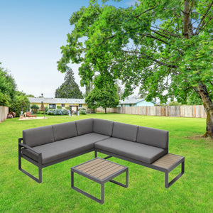 Positano 5 seat outdoor aluminium sofa set with coffee table